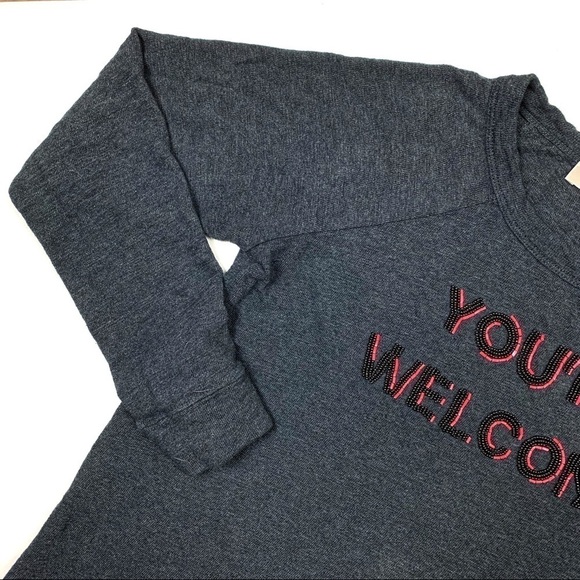 LOFT “You’re Welcome”Dark Gray Sweater Long Sleeve - Picture 4 of 7